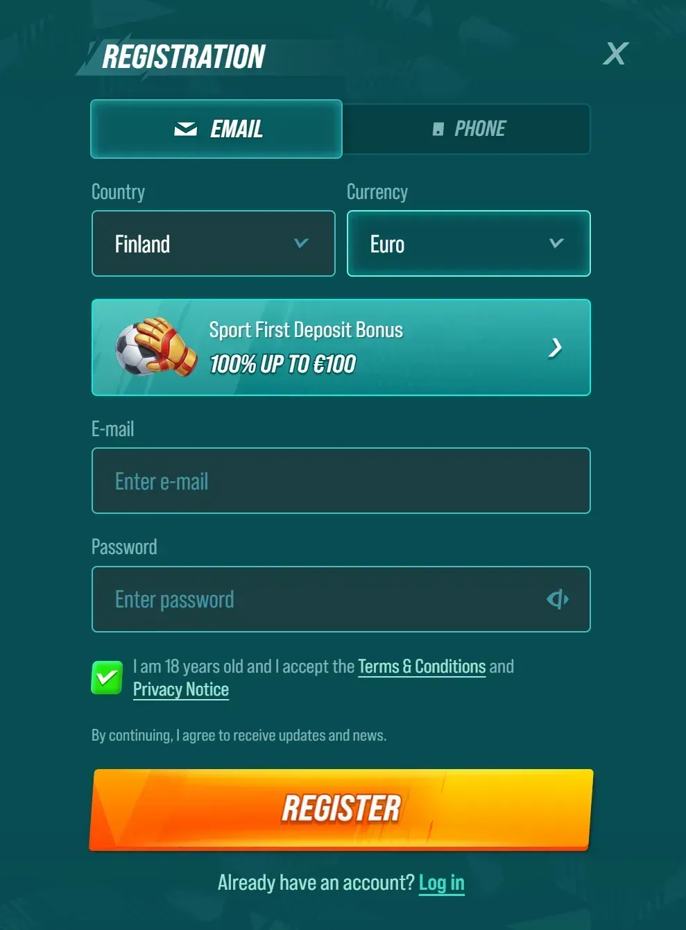Golisimo Casino login page